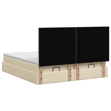Ottoman seng med madras og LED Cremefarvet 200 x 200 cm Stof