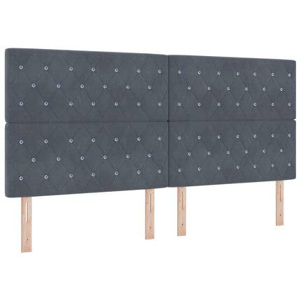 Ottoman seng med madras og LED Mørkegrå 200 x 200 cm Velour