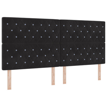 Ottoman seng med madras og LED Sort 200 x 200 cm Velour