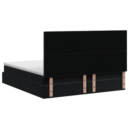 Ottoman seng med madras og LED Sort 180 x 200 cm Velour