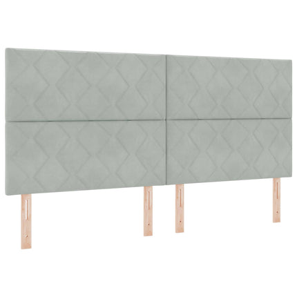 Ottoman seng med madras og LED Lysegrå 200 x 200 cm Velour