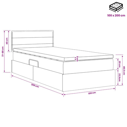 Seng med opbevaring og madras Blå 100 x 200 cm Fløjl