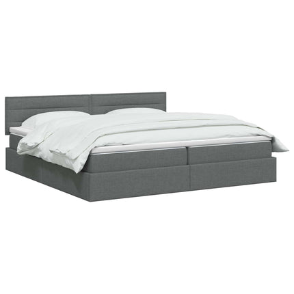 Seng med opbevaring og madras Mørkegrå 200 x 200 cm Fløjl