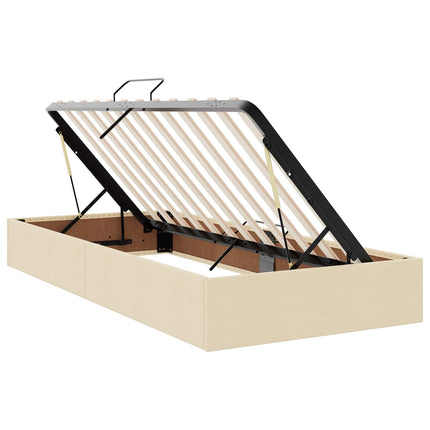 Seng med opbevaring og madras Cremefarvet 100 x 200 cm Fløjl