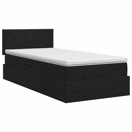 Seng med opbevaring og madras Sort 90 x 190 cm Fløjl