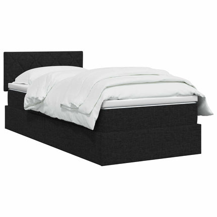 Seng med opbevaring og madras Sort 90 x 190 cm Fløjl