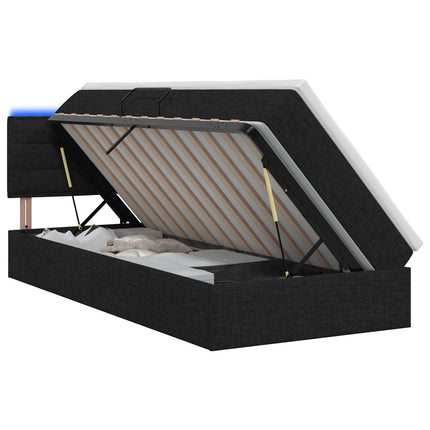 LED opbevarings seng med madras Sort 100 x 200 cm Stof