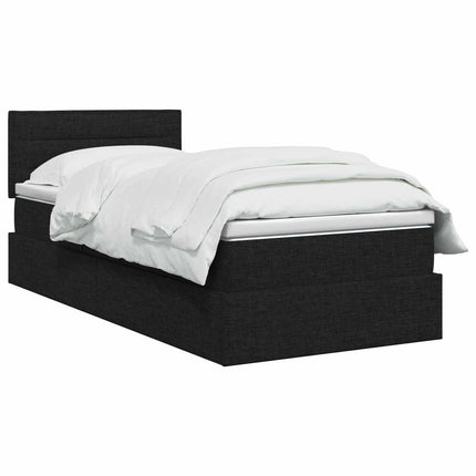 LED opbevarings seng med madras Sort 100 x 200 cm Stof