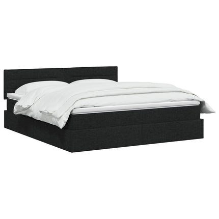 LED opbevarings seng med madras Sort 140 x 200 cm Stof