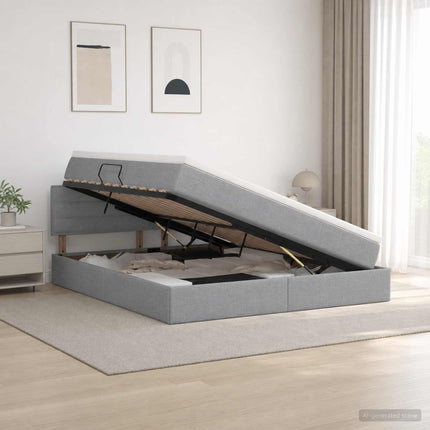 Seng med opbevaring og madras Lysegrå 140 x 200 cm Fløjl