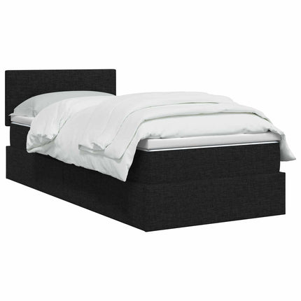 LED opbevarings seng med madras Sort 90 x 190 cm Stof