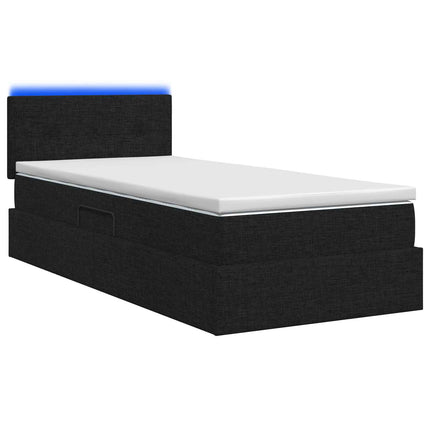 LED opbevarings seng med madras Sort 100 x 200 cm Stof