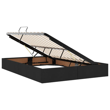 LED opbevarings seng med madras Sort 140 x 190 cm Stof