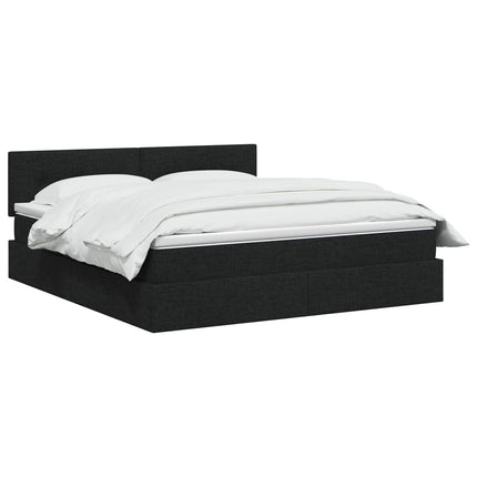 LED opbevarings seng med madras Sort 140 x 190 cm Stof