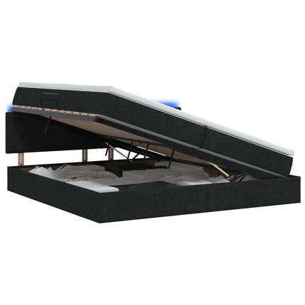 LED opbevarings seng med madras Sort 200 x 200 cm Stof
