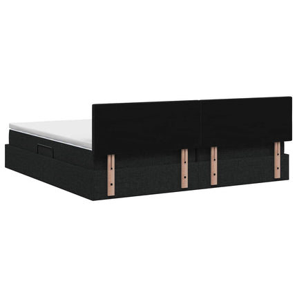 LED opbevarings seng med madras Sort 200 x 200 cm Stof