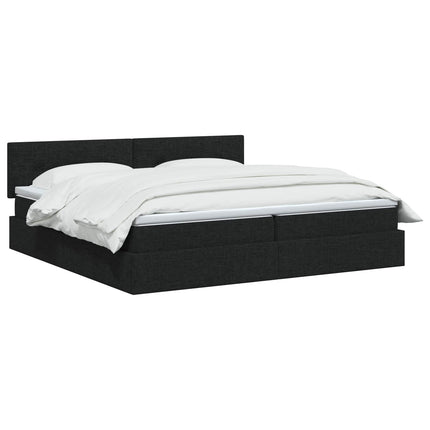 LED opbevarings seng med madras Sort 200 x 200 cm Stof