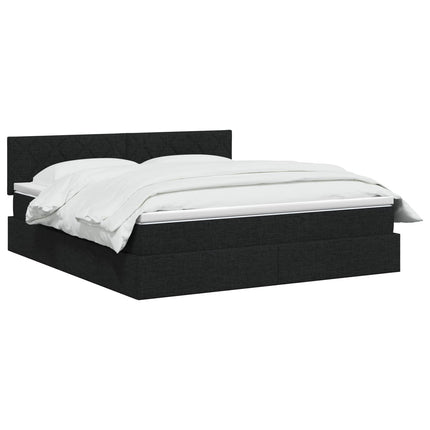 LED opbevarings seng med madras Sort 140 x 190 cm Stof