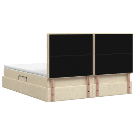 Seng med opbevaring og madras Cremefarvet 160 x 200 cm Stof