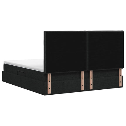 Seng med opbevaring og madras Sort 180 x 200 cm Stof