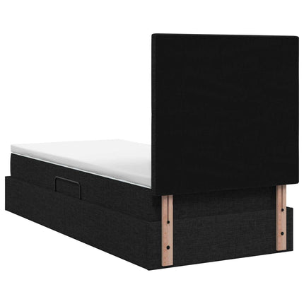 Seng med opbevaring og madras Sort 90 x 200 cm Stof