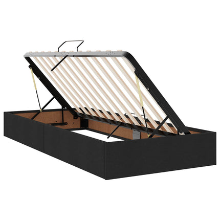 Seng med opbevaring og madras Sort 100 x 200 cm Stof