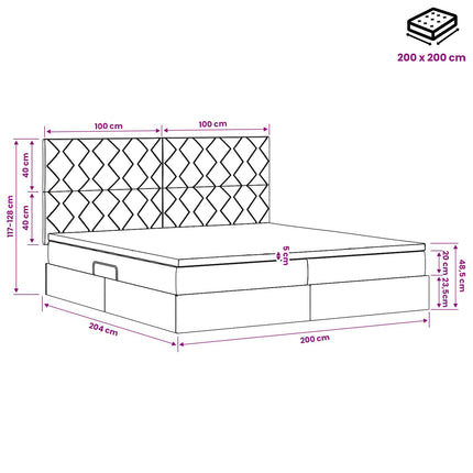 Seng med opbevaring og madras Blå 200 x 200 cm Stof