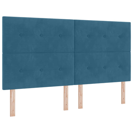 Seng med opbevaring og madras Mørk blå 200 x 200 cm Fløjl