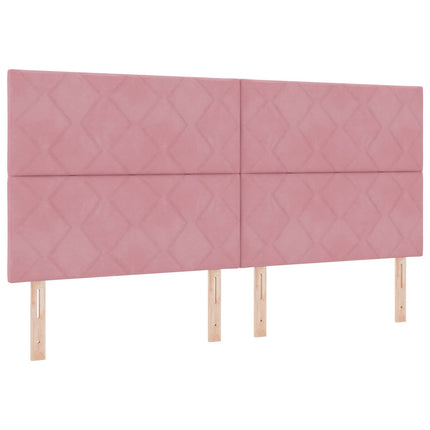 Seng med opbevaring og madras Lyserød 200 x 200 cm Fløjl
