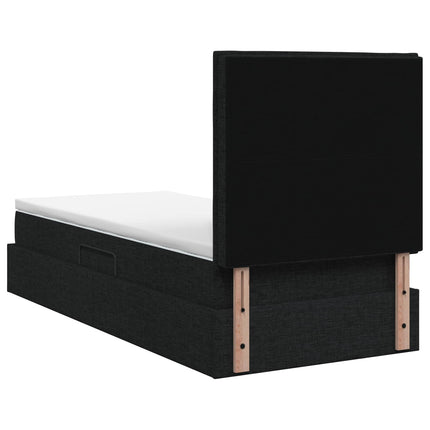 LED opbevarings seng med madras Sort 90 x 200 cm Stof