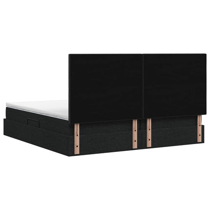 LED opbevarings seng med madras Sort 200 x 200 cm Stof