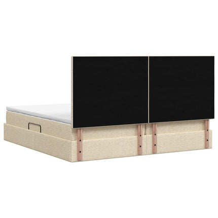LED opbevarings seng med madras Cremefarvet 200 x 200 cm Stof