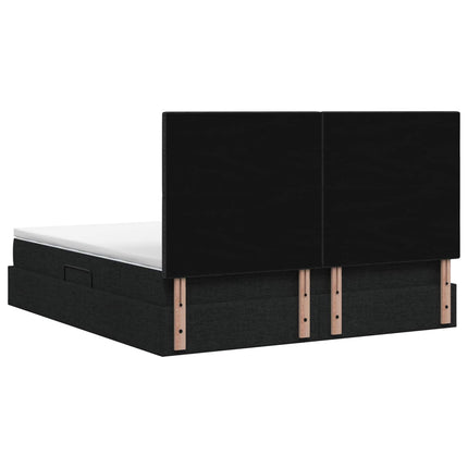 LED opbevarings seng med madras Sort 160 x 200 cm Stof