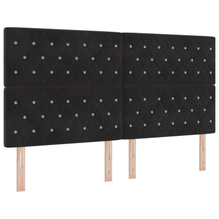 LED opbevarings seng med madras Sort 180 x 200 cm Fløjl