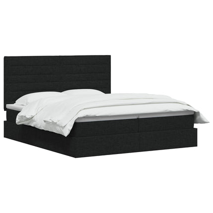 LED opbevarings seng med madras Sort 180 x 200 cm Stof