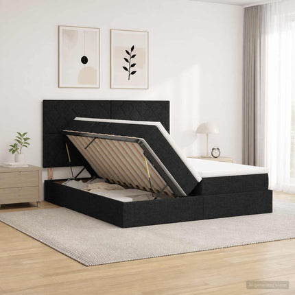 LED opbevarings seng med madras Sort 180 x 200 cm Stof