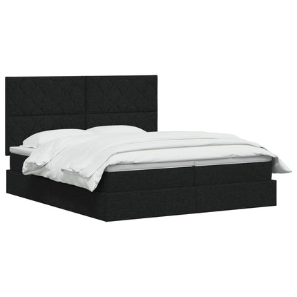 LED opbevarings seng med madras Sort 180 x 200 cm Stof