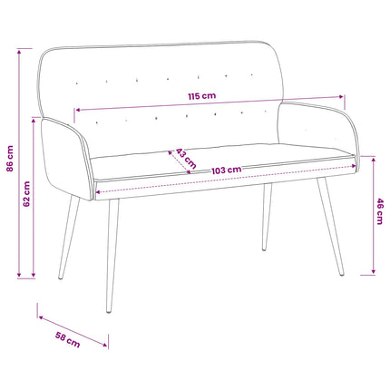 2-personers sofa med metalben 2-personers Sort Fløjl