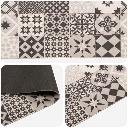 Køkken tæppe grå mosaik 150 x 45 cm 100% polyamid Vaskbar