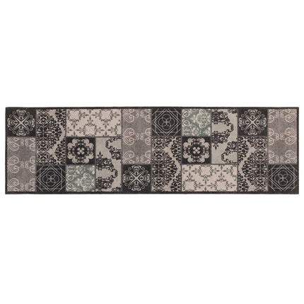 Køkken tæppe sort mosaik 180 x 60 cm 100% polyamid Vaskbar