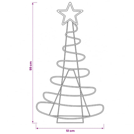 LED-juletræ LOVIISA 100 LED'er Flerfarvet 51 x 99 cm