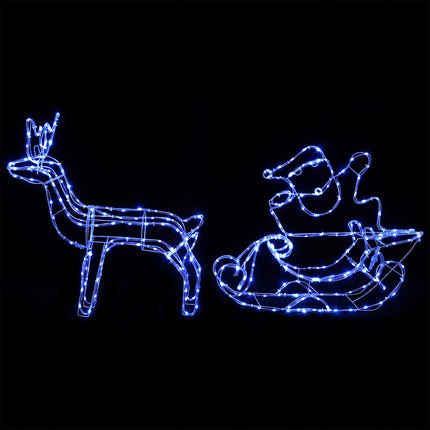Juledekoration med rensdyr og slæde LOVIISA 320 LED'er Blå