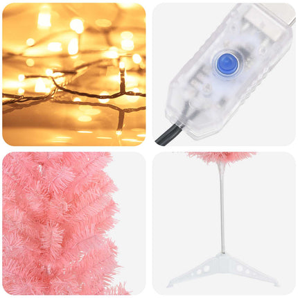 Kunstigt slankt juletræ 120 cm 150 LED'er Varm hvid