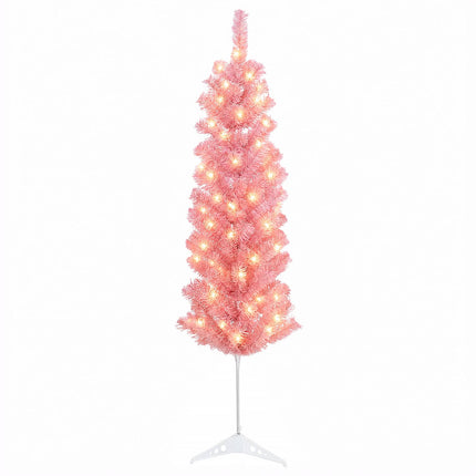 Kunstigt slankt juletræ 120 cm 150 LED'er Varm hvid