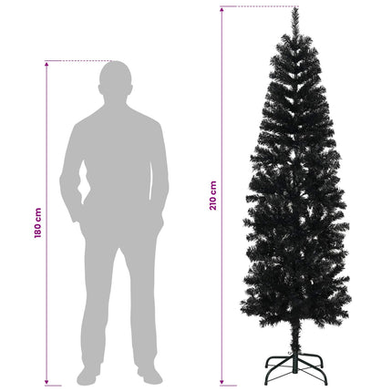 Kunstigt slankt juletræ 210 cm 300 LED'er Varm hvid