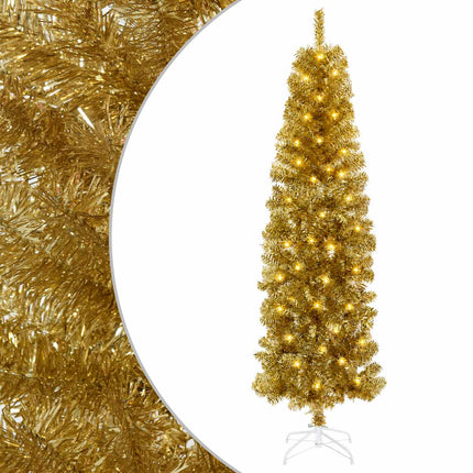 Kunstigt slankt juletræ 180 cm 300 LED'er Varm hvid