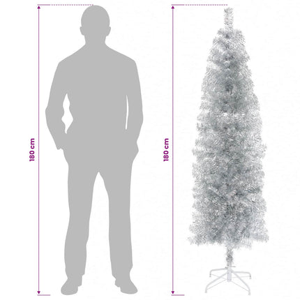 Kunstigt slankt juletræ 180 cm 300 LED'er Varm hvid