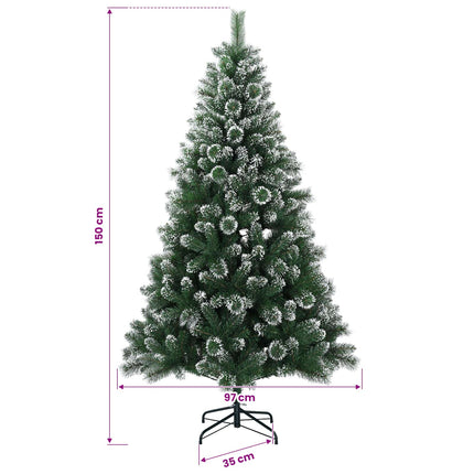Kunstigt juletræ 150 cm 150 LED'er Varm hvid PVC og metal Grøn