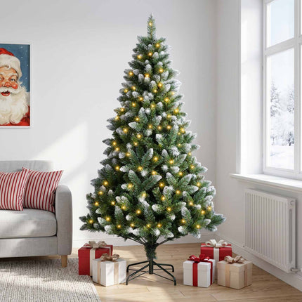 Kunstigt juletræ 180 cm 300 LED'er Varm hvid PVC og metal Grøn