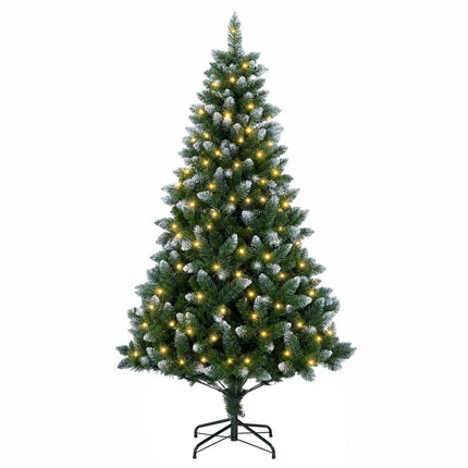 Kunstigt juletræ 180 cm 300 LED'er Varm hvid PVC og metal Grøn